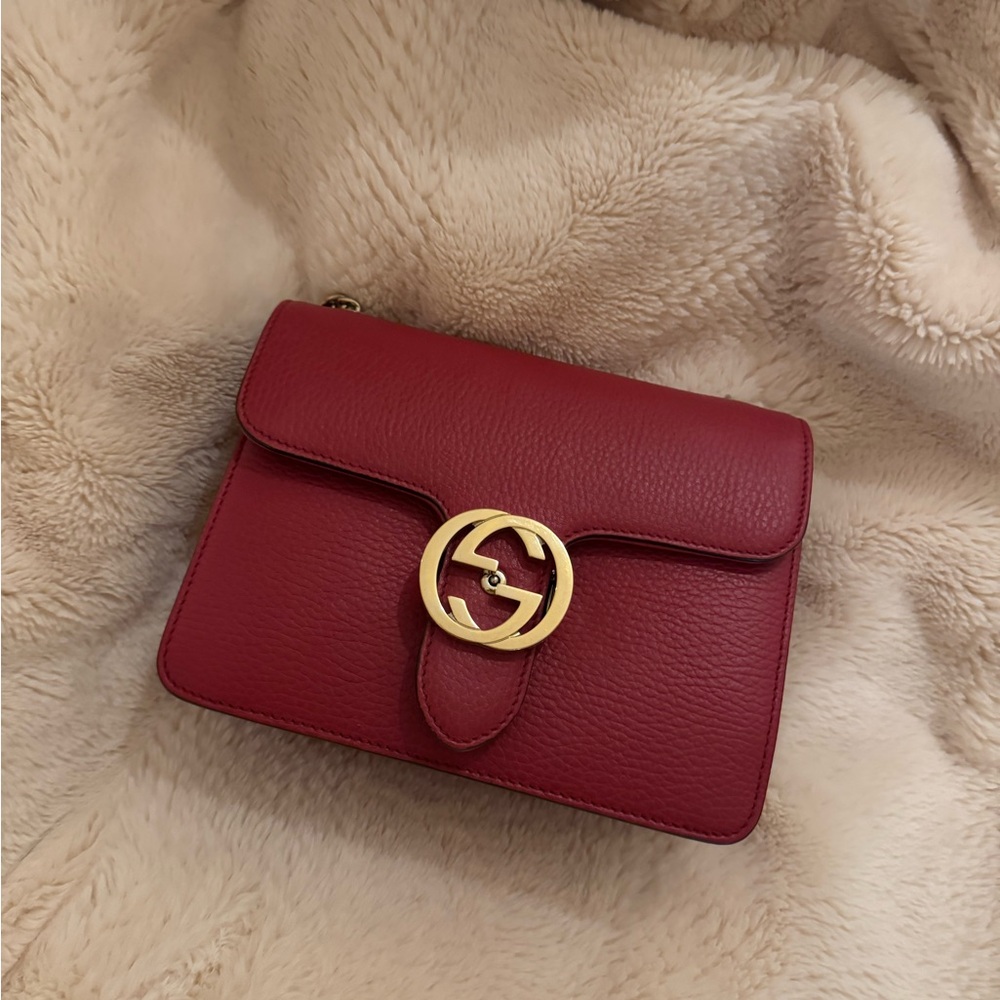 Gucci Red Crossbody Bag with Gold GG Hardware